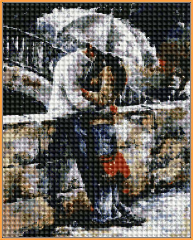 Мозаїка алмазна Babylon Любов під дощем (ST314) 40 х 50 см (На підрамнику)