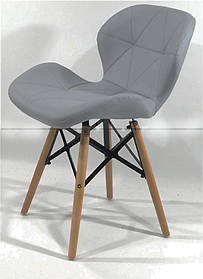 Стілець Invar XXL шкірозамінний сірий 21, на букових дерев'яних ніжках, скандинавський стиль, дизайн Charles Eames