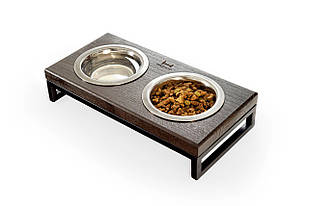 Миски на підставці Lunch Bar Brown wood + Black