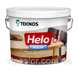 TEKNOS HELO AQUA 80 Глянцевий лак для внутрішніх і зовнішніх робіт Безбарвний 9л, фото 1