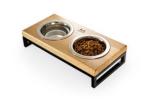 Миски на підставці Lunch Bar Natural wood + Black