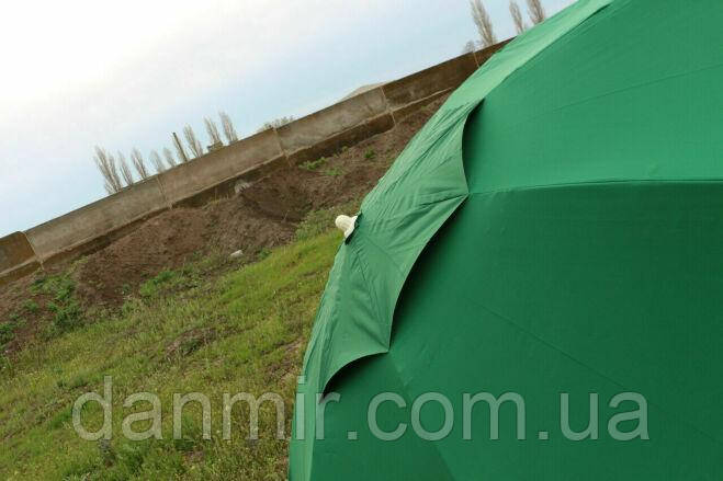 Парасолька діаметром 3 м з клапаном, 10 спиць. Пластикові спиці. Срібне покриття. Колір: Зелений