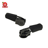 Бігунок на блискавку спіральну No3. Собачка на блискавку (гумка No15) Блек нікель (100 шт.)