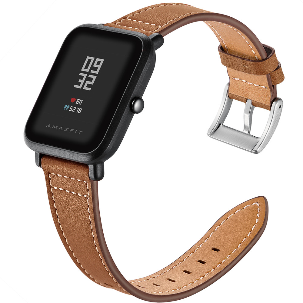 Шкіряний ремінець для Xiaomi Amazfit Bip / Lite / 20 мм Коричневий 1100P