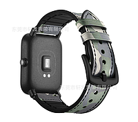 Силиконовый кожаный ремешок Xiaomi Amazfit Bip / Lite / 20 мм c рисунком Камуфляж Зеленый / Серый 1912P