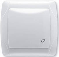 Розетка із заземленням, кришкою та захисними шторками біла VIKO Carmen