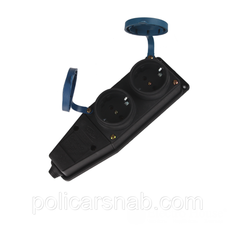 ElectroHouse Каучукова колодка на два гнізда з заземленням і кришкою IP 44 Garant