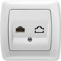 Розетка комп'ютерна одинарна (RJ45 Cat5e) біла VIKO Carmen