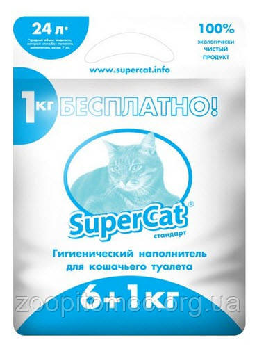 Наповнювач для туалету SUPER CAT стандарт, 6+1кг (синій)