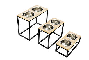 Миски на підставці Dinner Natural wood + Black