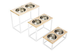 Миски на підставці Dinner Natural wood + White