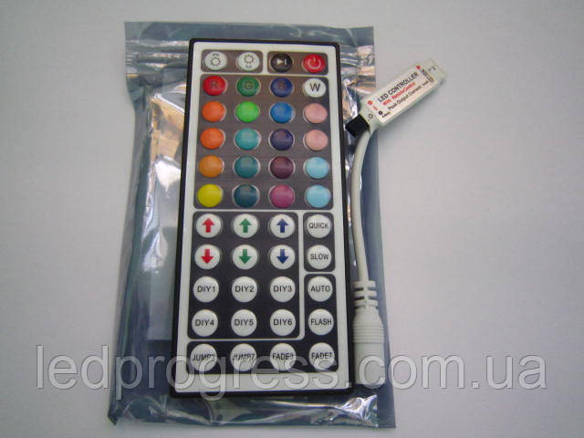 RGB контроллер с ИК пультом (44 кнопки) 12/24V; 2A/канал (мини корпус) - фото 1 - id-p100489845