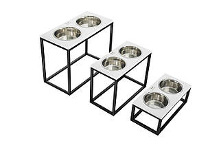 Миски на підставці Dinner White wood + Black