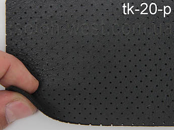 Відріз 2,3м, Термовініл чорний TK-20p перфорований для перетяжки керма, дверних карт, панелей на каучуковій основі