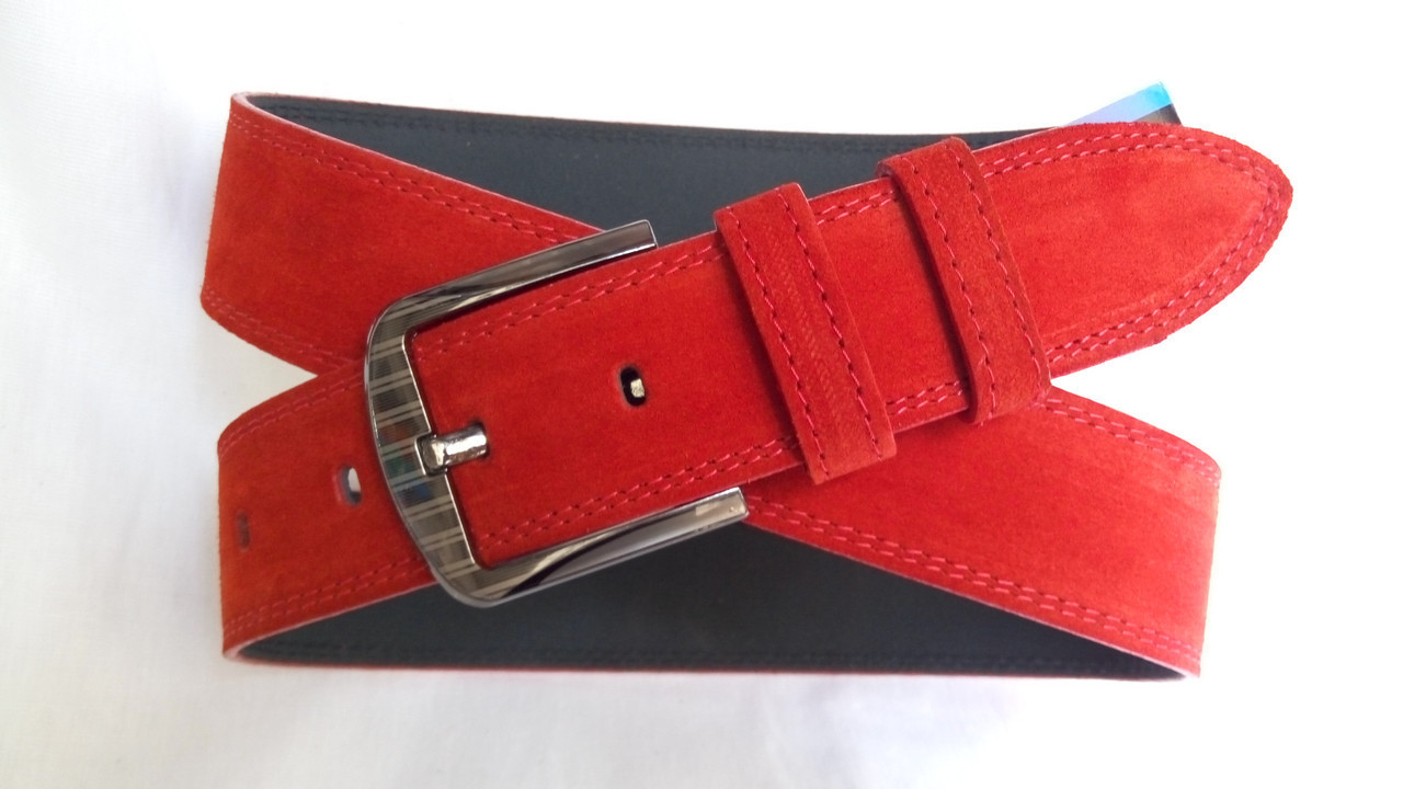 Замшевий ремінь 45 мм   червоний 
