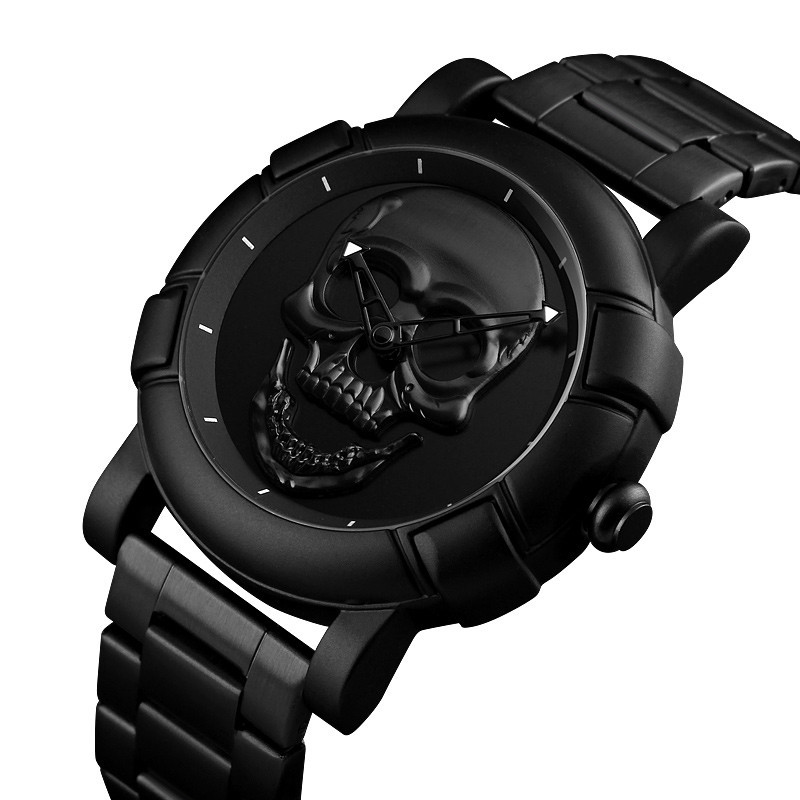 Металевий годинник з черепом Skmei 9178 Skull чорний