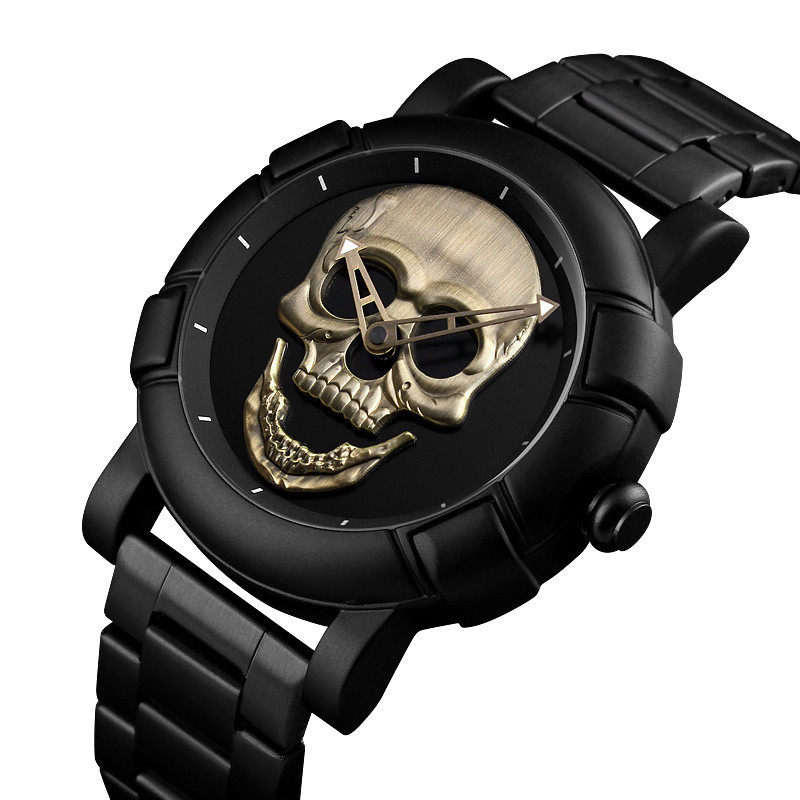Металевий годинник з черепом Skmei 9178 Skull бронза