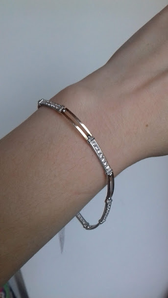 Ніжний срібний браслет із золотою пластиною 20 розмір, фото 1