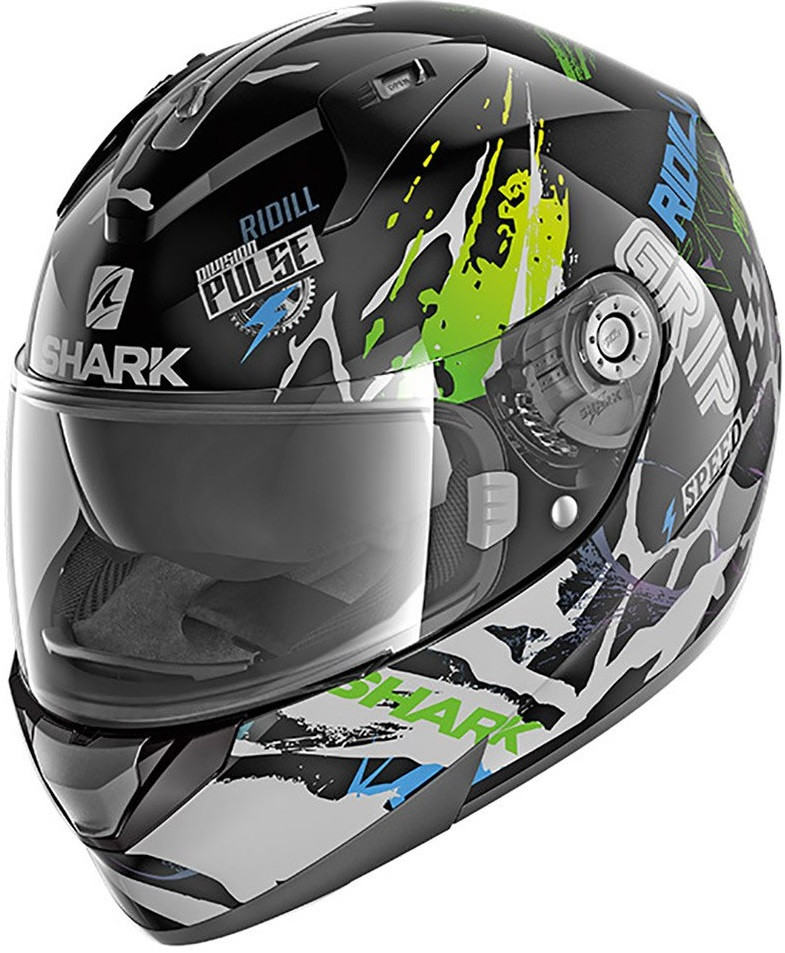 Мотошолом Shark Ridill 1.2 Drift-R чорний/зелений/блакитний, S