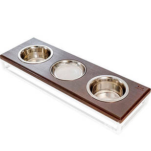Три миски на підставці Lunch Bar Brown wood + White