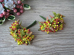 Тичинки з листочком цукрові на гілочках жовті з червоними кінчиками. 16 грн