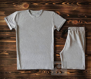 Чоловіча сіра футболка та чоловічі сірі шорти/ Літні комплекти для чоловіків