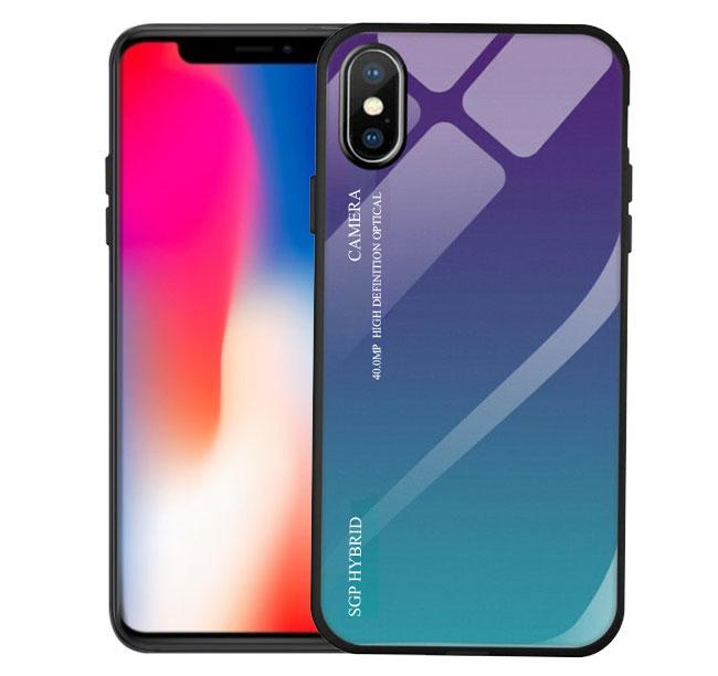 Чохол бампер Primo Gradient Glass для Apple iPhone X / Xs - Purple