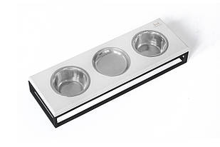 Три миски на підставці Lunch Bar White wood + Black