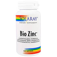 Био цинк, Bio Zinc, Solaray, 100 капсул