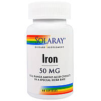 Залізо, Iron, Solaray, 50 мг, 60 капсул