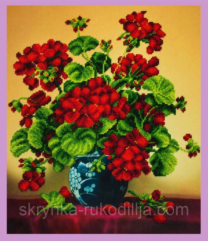 Р-303 Герань Набір для вишивки бісером (Картини Бісером)