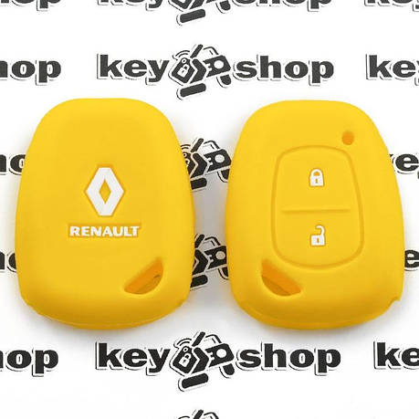 Чохол (жовтий, силіконовий) для авто ключа RENAULT (Рено) 2 кнопки, фото 2