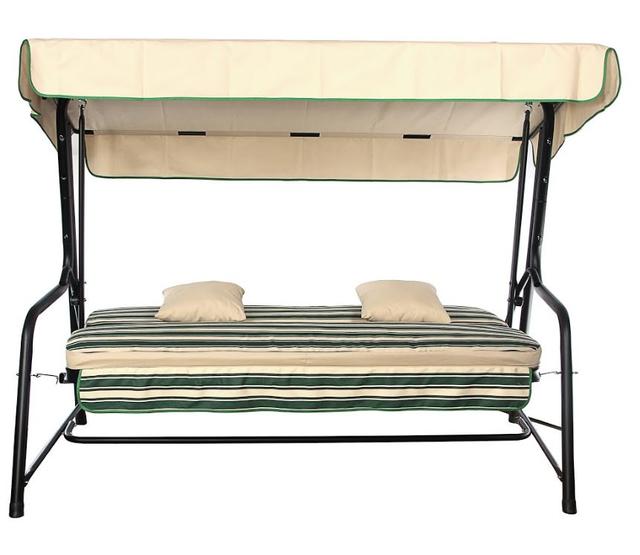 Диван-качели SEATTLE (тексилк) зеленая полоска АО2121-002, тент бежевый однотонный 2737 (фото 2)