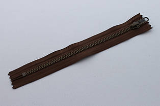 Блискавка металева УКК № 5, довжина - 18 см, тесьма - коричнева, колір зубів - антик, артикул СК 5321