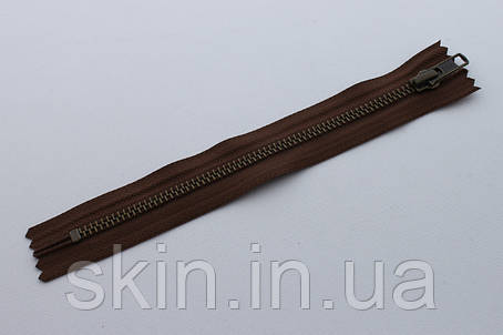 Блискавка металева УКК № 5, довжина - 18 см, тесьма - коричнева, колір зубів - антик, артикул СК 5321, фото 2