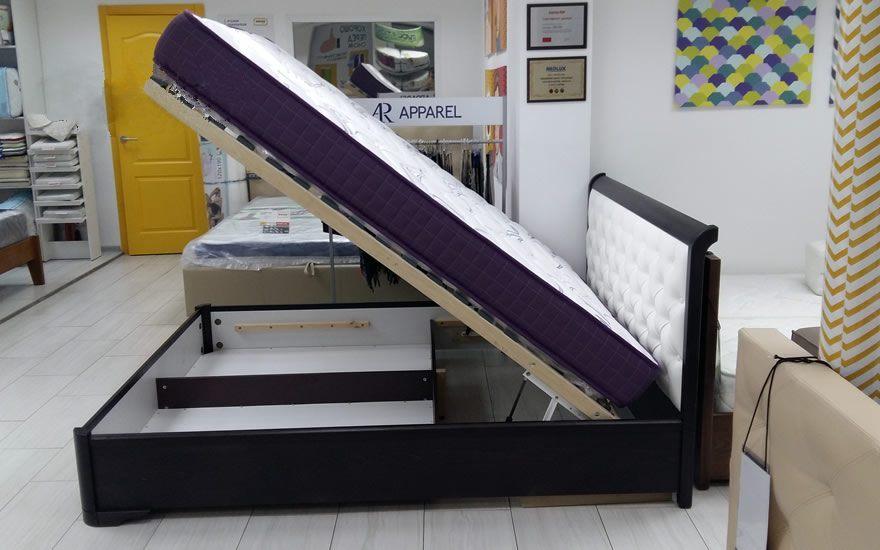 Деревянная кровать с мягкой спинкой и подъемным механизмом Милена Олимп - фото 8 - id-p585966907
