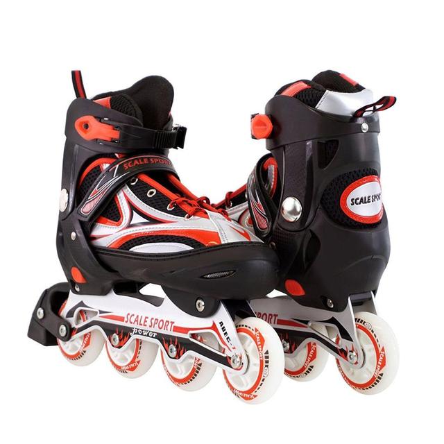 Ролики с PU колесами раздвижные Scale Sports. Красные, размер 41-44