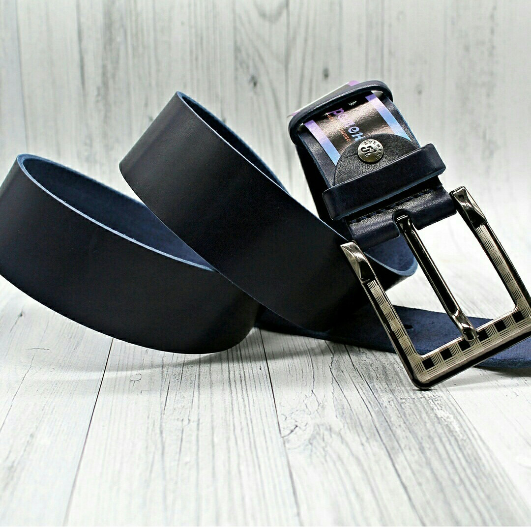 Стильний джинсовий ремінь  45 мм, темно- синій 