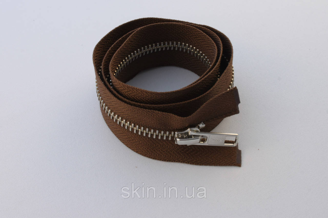 Молния металлическая YКК № 5, длинна - 60 см, тесьма - коричневая, цвет ...