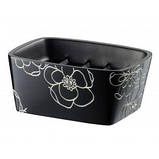 Склянка чорний із білими квітами та стразами BLOOM 02868, фото 4