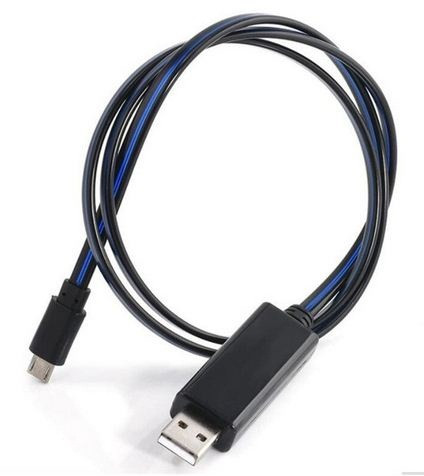 Блимаючий кабель USB (AM/Type-C), чорно-синій