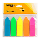 Закладки пластикові неонового кольору Delta D2450-02, стрілки, 12х45 мм, 125 штук, фото 2