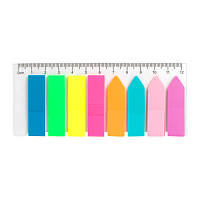 Закладки пластикові неонового кольору Delta D2451, прямокутні + стрілки, 12х45 мм, 200 штук