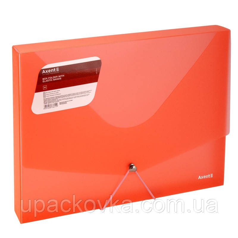 Папка на гумці об'ємна Axent 1502-24-A, А4, червоний прозорий, фото 1