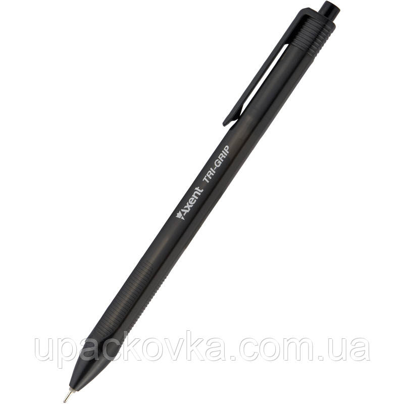 Ручка масляна автоматична Axent Tri- Grip AB1081-01-A, чорна, 0.7 мм