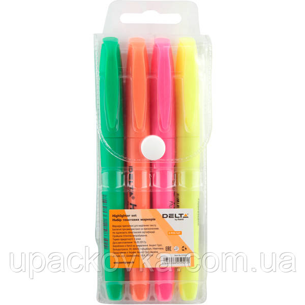 Маркер Delta Highlighter D2503-40, 2-4 мм, клиновидний набір з 4 кольорів