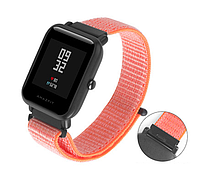 Нейлоновый тканевый ремешок SIKAI Nylon для Xiaomi Amazfit Bip / Lite / 20 мм на липучке Оранжевый 1577P