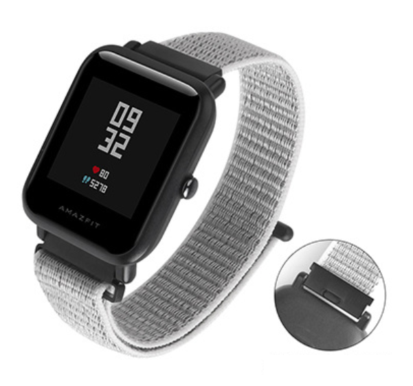 Нейлоновий тканинний ремінець SIKAI Nylon для Xiaomi Amazfit Bip / Lite / 20 мм на липучці Білий 1577P