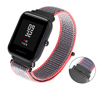 Нейлоновый тканевый ремешок SIKAI Nylon для Xiaomi Amazfit Bip / Lite / 20 мм на липучке Розовый 1577P