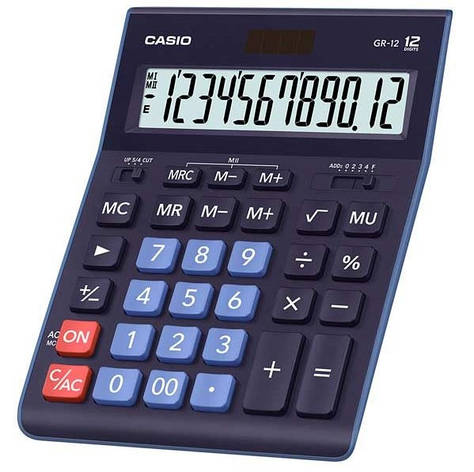 Калькулятор Casio GR-12-BU-W-EP бухгалтерський 12р., синій, фото 2